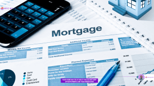 The image depicts a mortgage document, a calculator, and a pen, illustrating the process of calculating Mortgage Lending Criteria