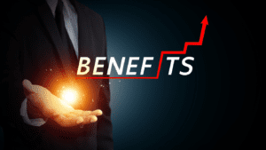 Benefits of interest-only mortgages A business professional holds a glowing light, symbolising financial flexibility and growth, with the word 'BENEFITS' and an upward red arrow highlighting financial advantages