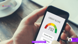 Mobile screen displaying credit score for mortgage lending assessment
