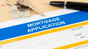 Image of a mortgage application form with a pen and house key, symbolising the process of applying for a mortgage.