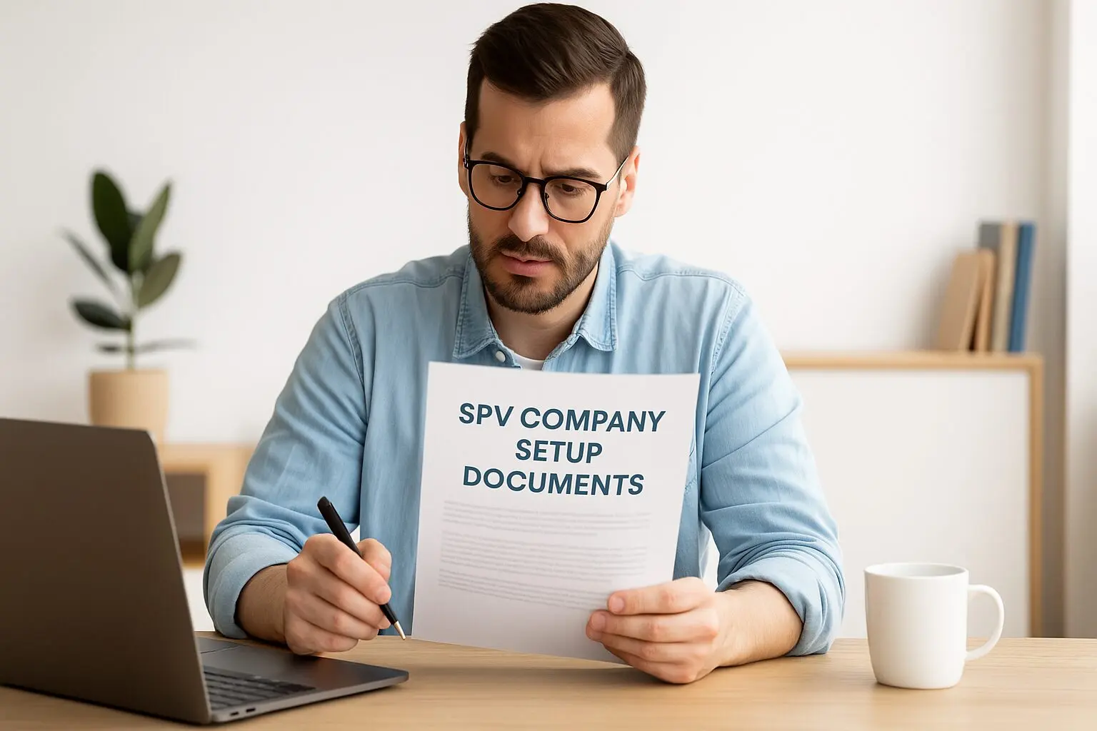 Man reviewing SPV company setup documents