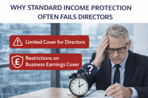 Company director reviewing income protection limitations and business earnings restrictions