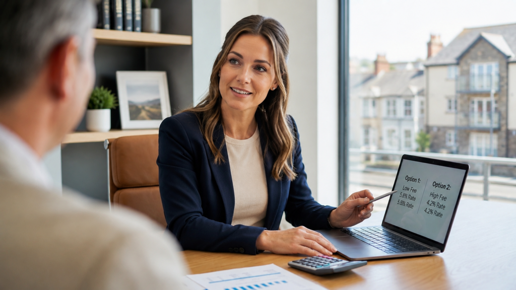 Mortgage adviser explaining how higher Buy-to-Let fees can help landlords unlock more borrowing