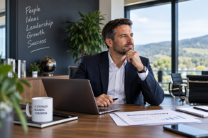 Company director considering business continuity and Key Person Insurance to protect against the financial impact of losing an important person.
