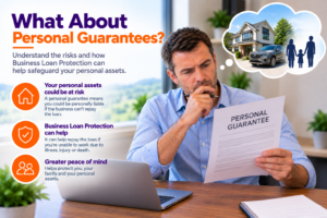 Company director reviewing a personal guarantee for a business loan and considering the potential risk to personal assets such as their home and savings.